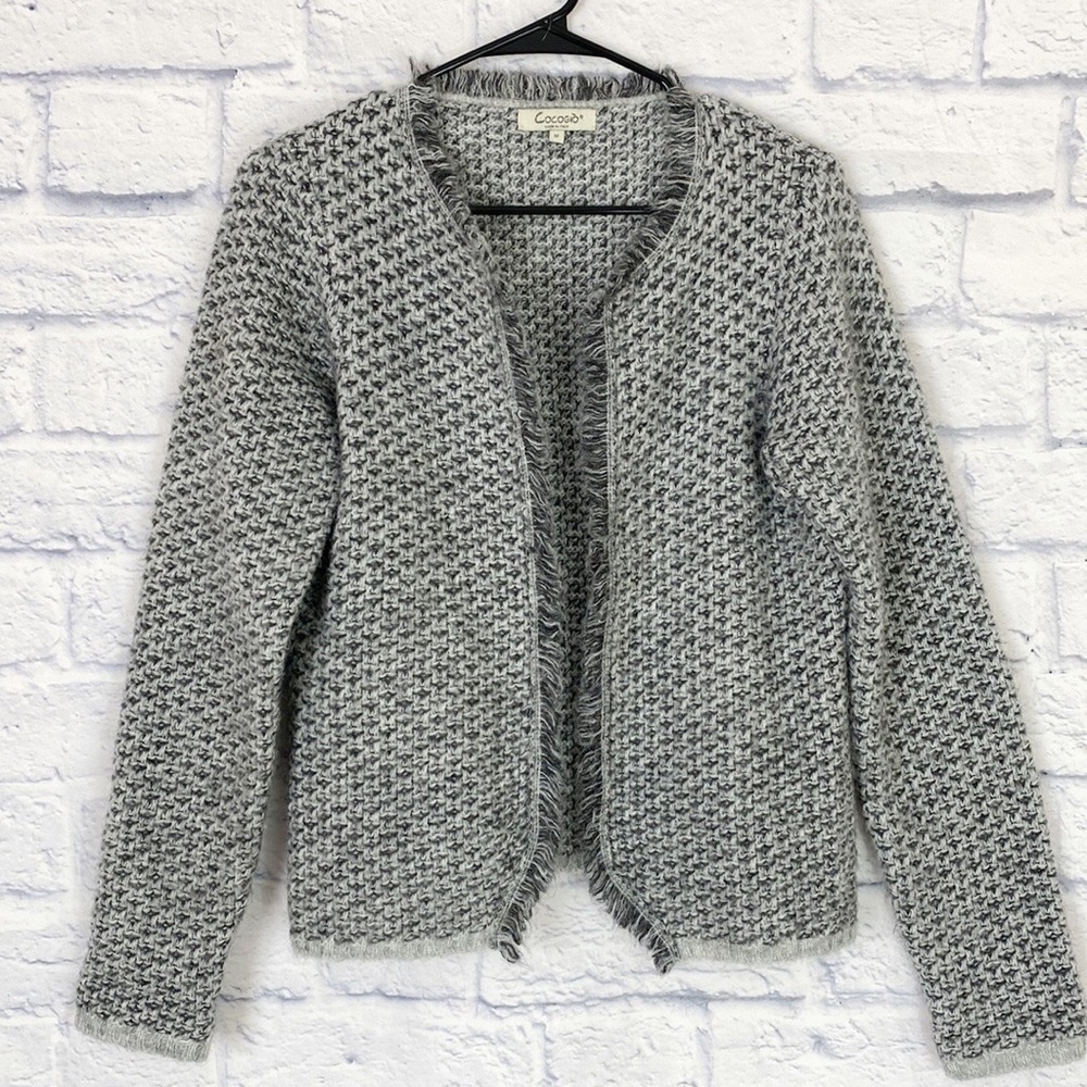 Cocogio gray tweed open cardigan sweater medium